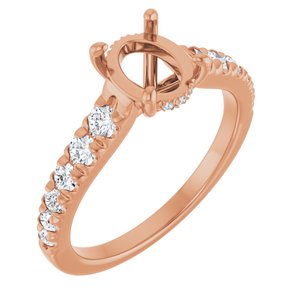 14K Rose 8x6 mm Oval 1/2 CTW Diamond Semi-Set Engagement Ring